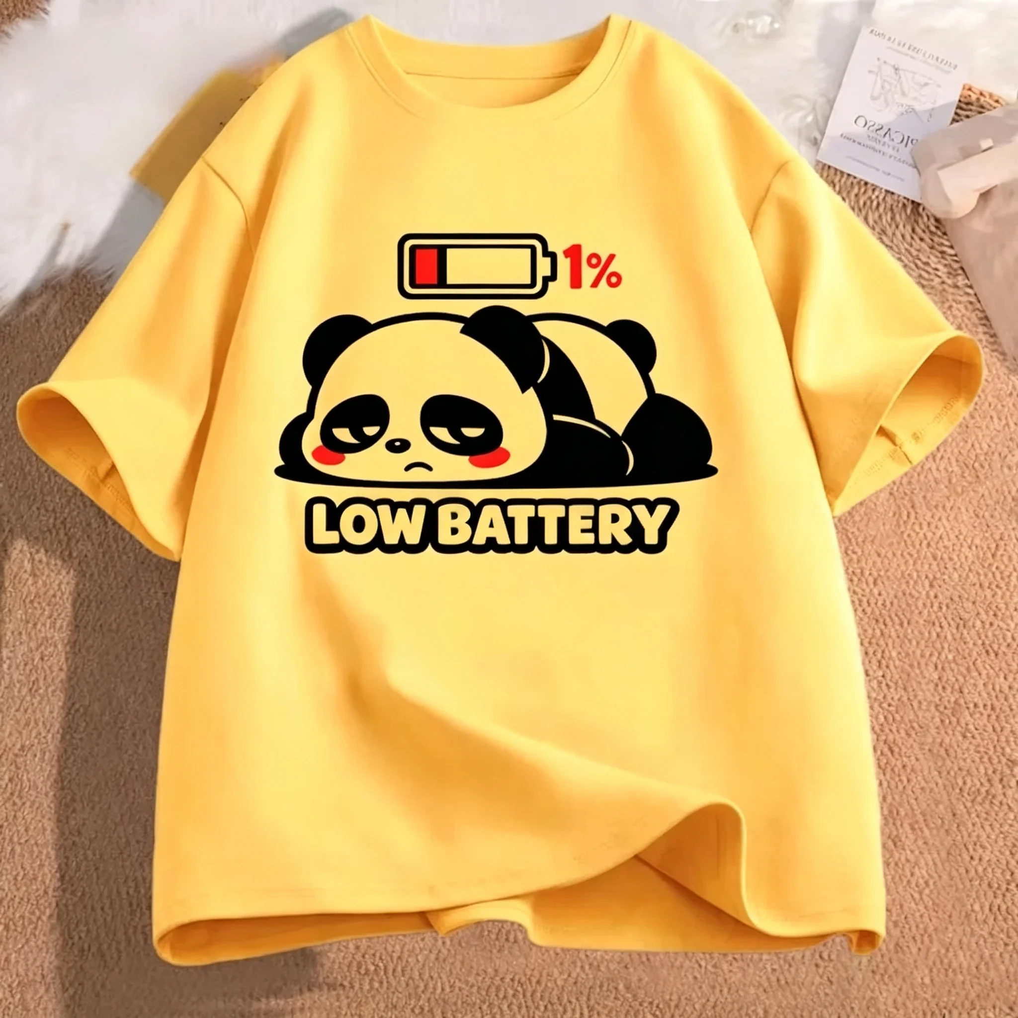 Trendy Animal National Treasure Panda Print Children's Pure Cotton T-Shirt - Boys' and Girls' Latest Dance Style Hooded Top