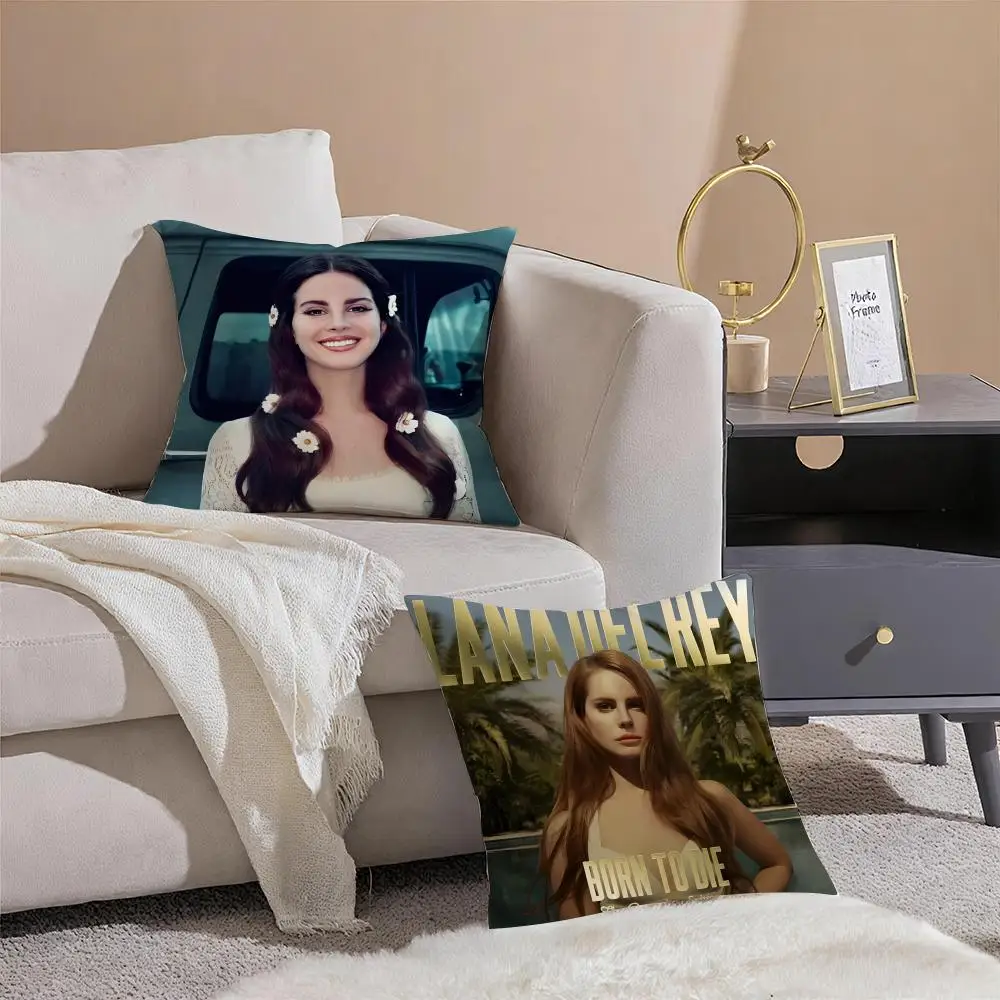 Singer L-Lana del rey Cushion Cover Silky Short Plush Invisible Zipper Dustproof Sofa Pillow Case for Home Decor