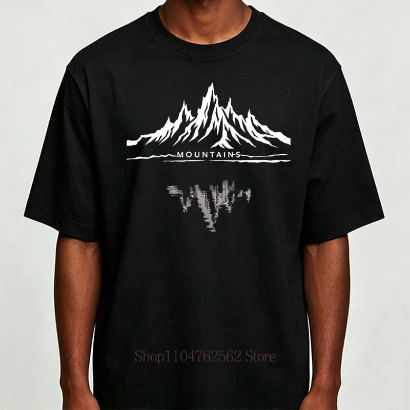 Mountain Range Print T-shirts for Men Summer Casual Fashion Streetwear Comfort Breathable Tops Crew Neck Short Sleeve Tees
