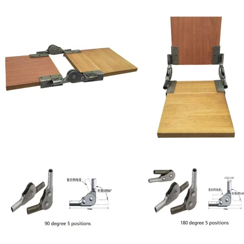 1Pair 2pcs Adjustable Folding Ratchet Sofa Hinge Chair Hinge For Armrest Backrest 5 Positioned welded Mounting L Plate