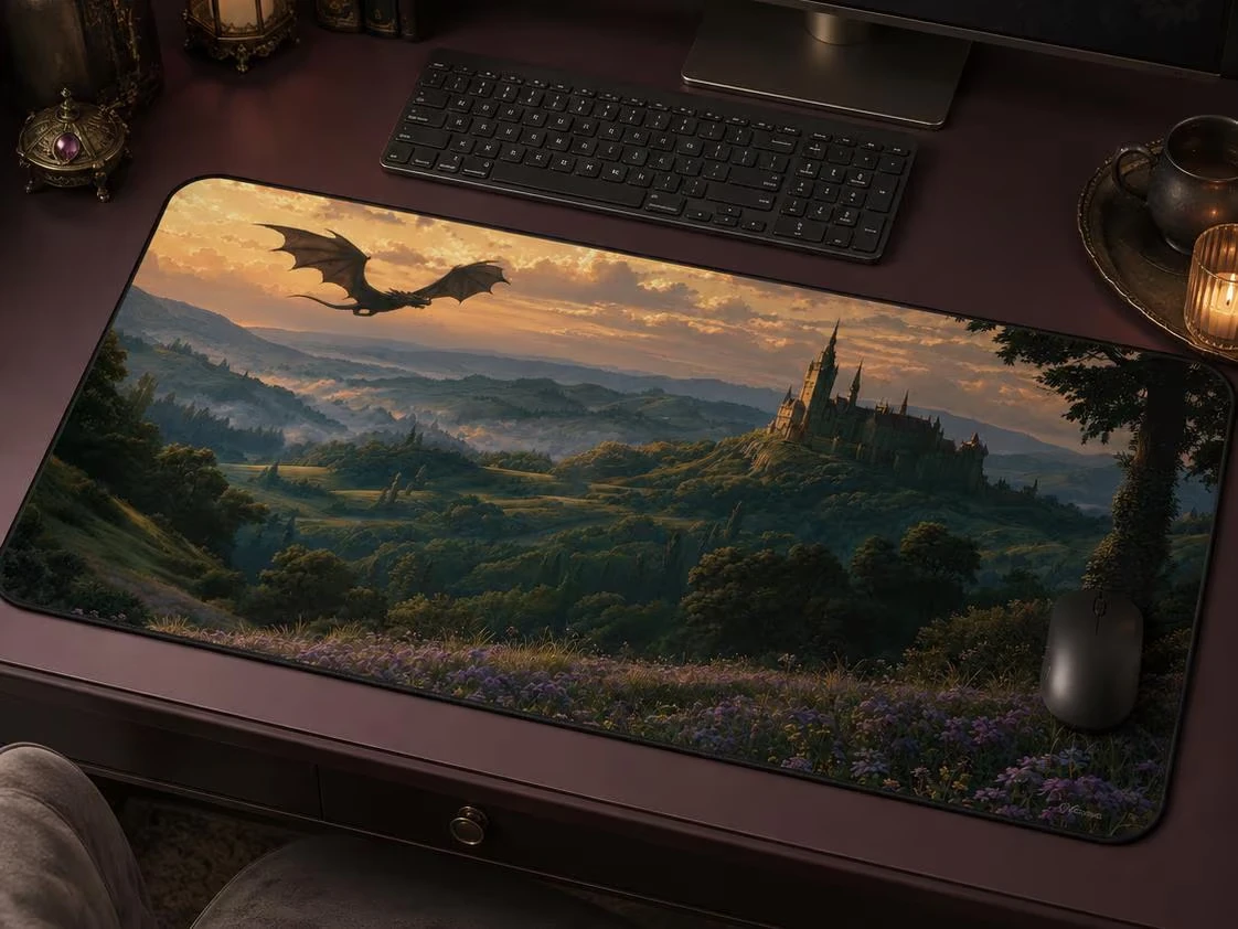 Fantasy Dragon Playmat Mousepad Pc Accessories Gamer Desk Mats Mouse Pad Setup Office Decor 24x14 Mouse Mat Carpet Gaming Stuff