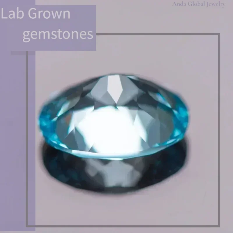 

L-Lab Grown Sapphire Oval Cut Aquamarine Color Quality Pendant Gemstones for Charms Jewelry Making Selectable AGL Certificat