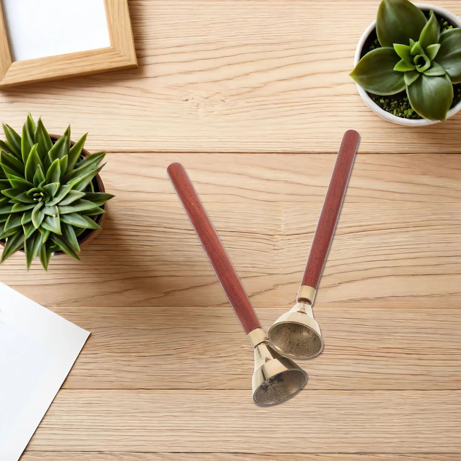 

1 Pair Musical Hand Bells With Wooden Handle Orff Percussion Instrument Set For Early Music Education Glockenspiel Set