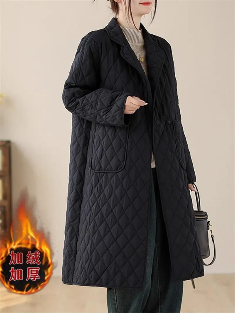 Lightweight Down Cotton Jacket For Women In Autumn And Winter Casual Warm Loose Medium Long Windbreaker Quilted Coat A292