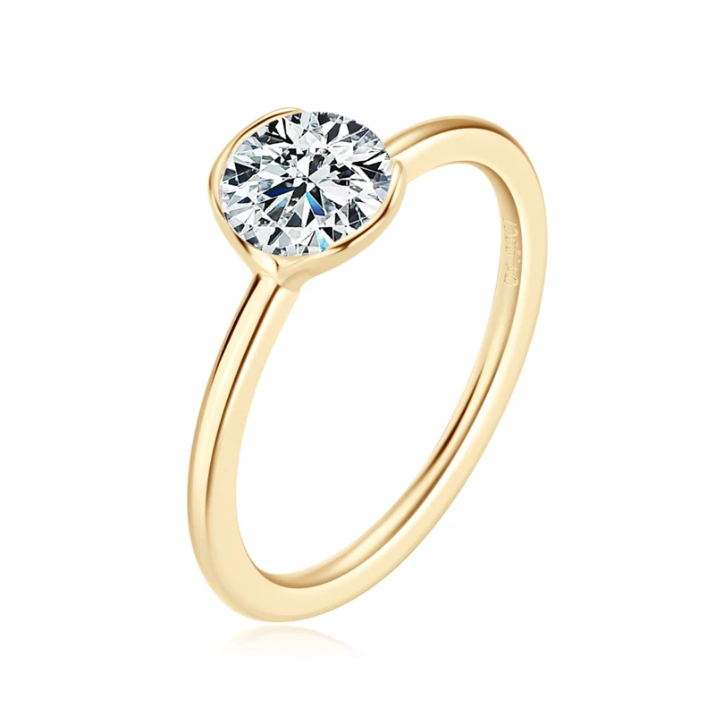 RAPRGOLD 1CT Moissanite Klasik Solitaire Cincin Pernikahan 925 Perak Murni Cincin Pertunangan Wanita untuk Wanita Hadiah Perhiasan Bagus