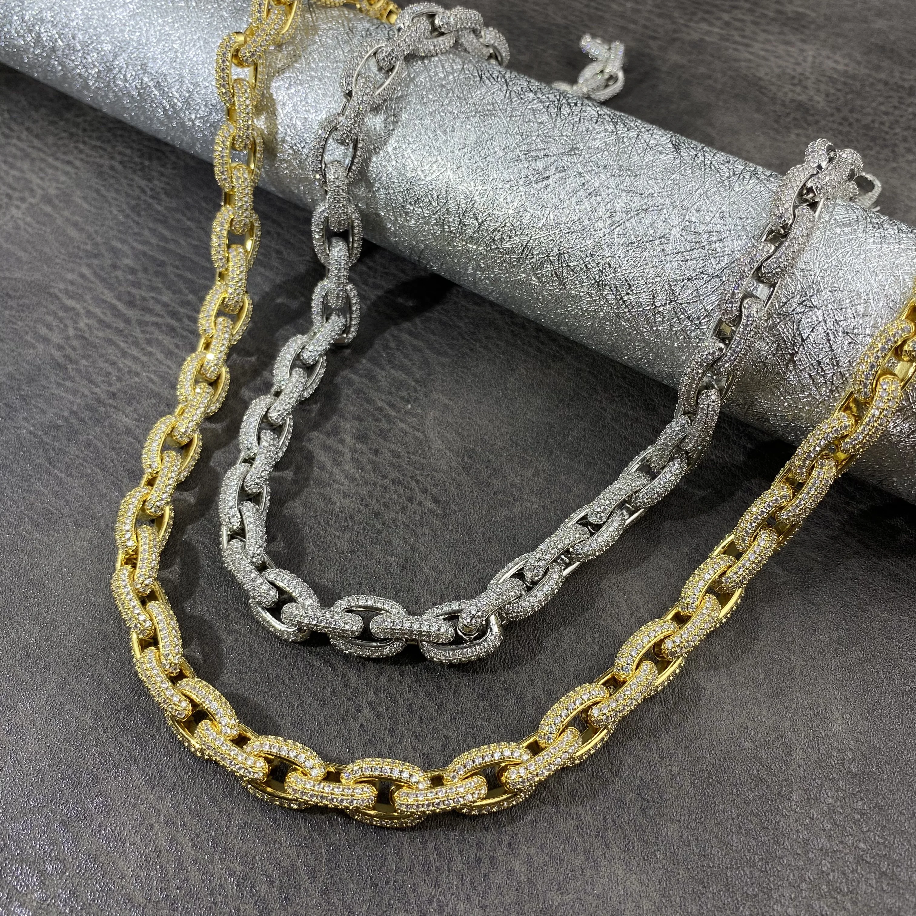 10mmIced Out Bling Silver Plated Hip Hop Men Boy Fashion Jewelry Micro Pave CZ Cubic Zirconia Stone Big Heavy Rectangle Necklace