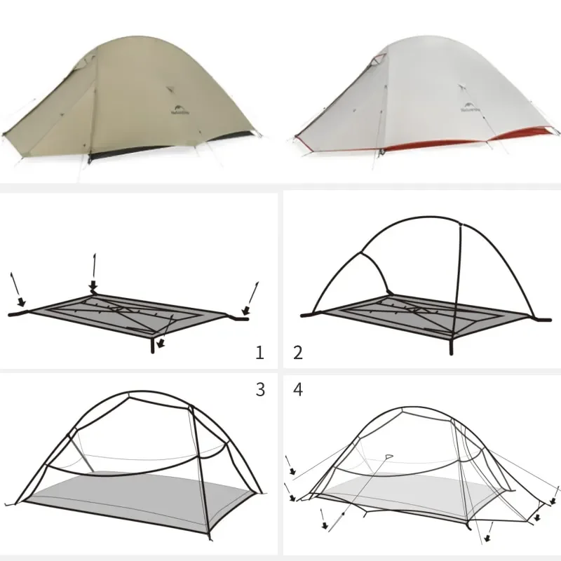 Imagem -05 - Naturehike Cloud up Pro-ultraleve Caminhadas Tenda 20d Nylon Impermeável Viagem Tenda Acampamento ao ar Livre Três Estações Povos Tenda