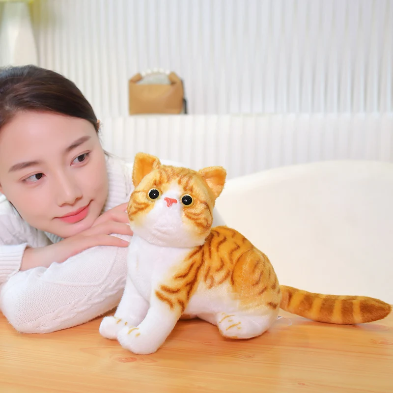 Lifelike Stuffed Cats Plush Toy Simulation American Shorthair Cute Cat Doll Pet Pillow Real life Home Decor Birthday Gift