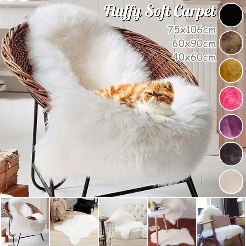 

Fur Faux Artificial Sheepskin Soft Carpet Washable Seat Mat Fluffy Rugs Hairy Wool Warm Carpets For Living Room Fur Carpet