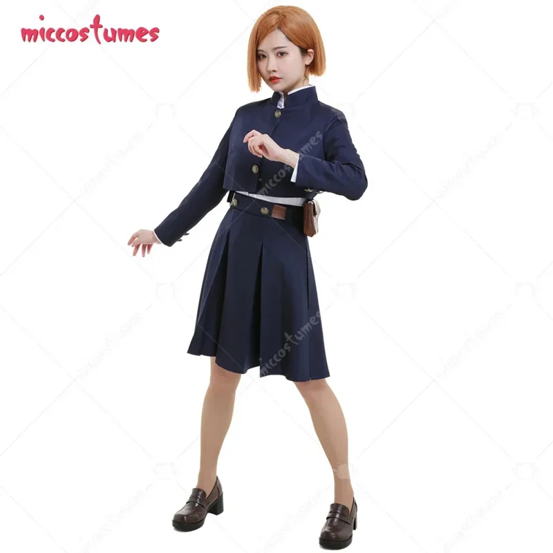 أزياء Miccostumes النسائية القتالية Nobara التأثيرية بياقة واقفة مع حزام حقيبة Pantyhosev؛ 2، r'6؛ t.