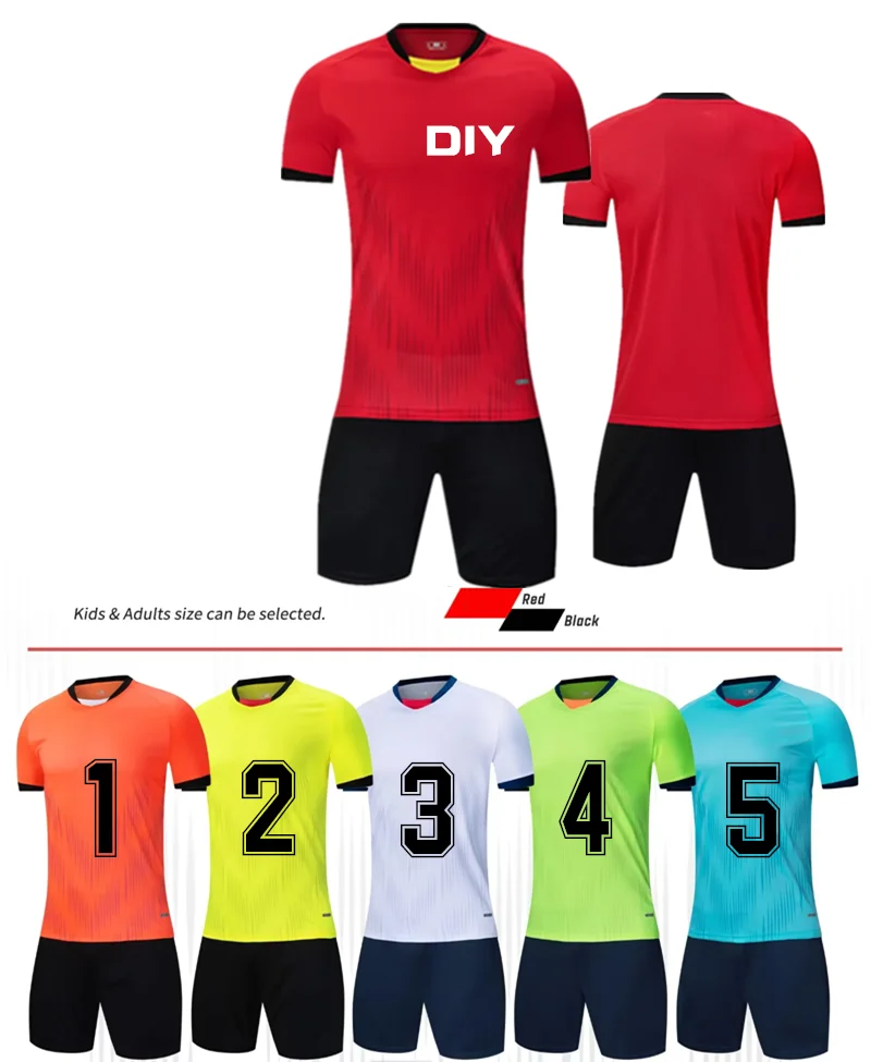 

Customized Children's Football Kit Soccer Team Jersey Sets Sports Suit Quick Drying Fabric Uniform 4-13Years Football Jersey