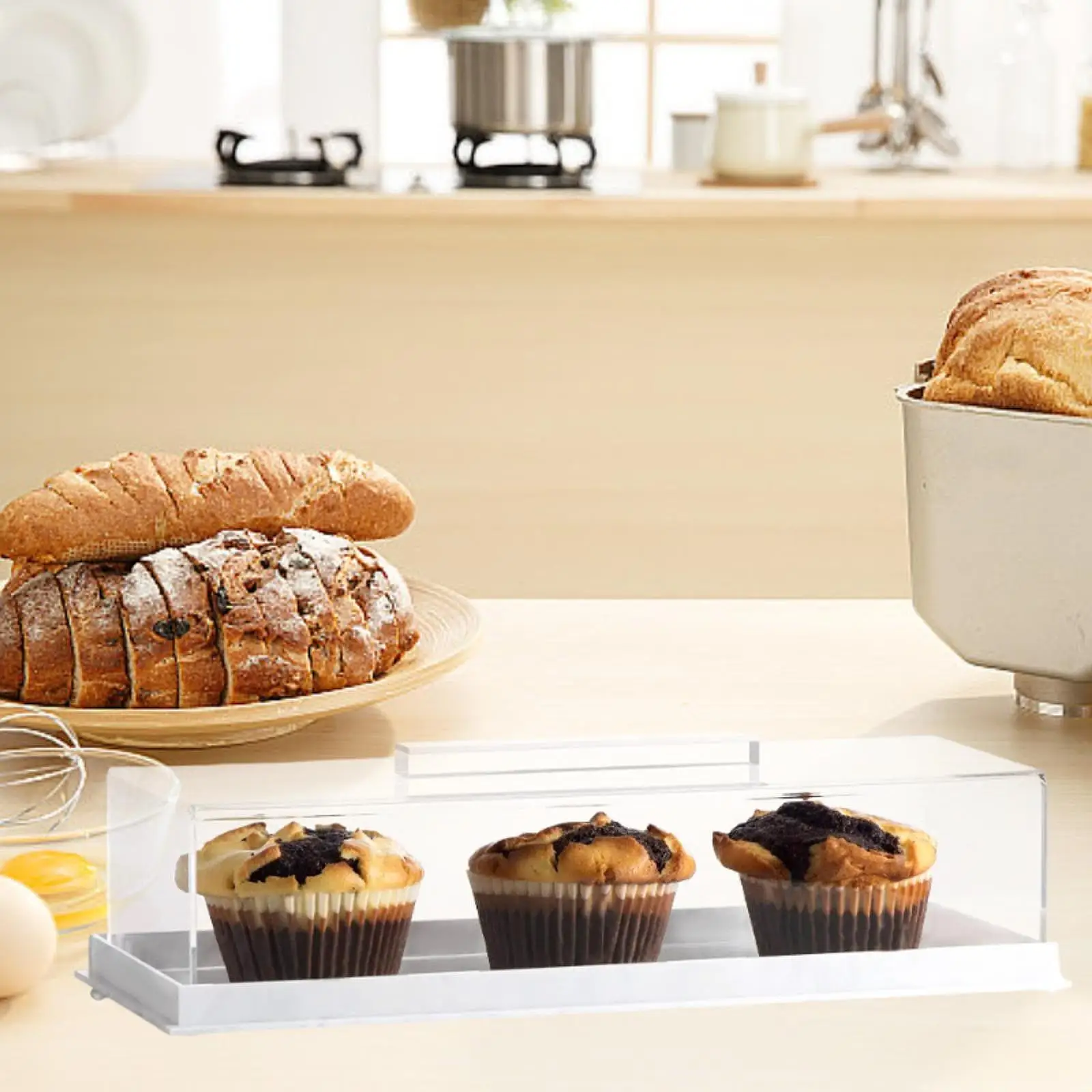 Acrylic Rectangle Pastry Display Case Cake Serving Tray with Lucite Cover Dessert Holder for Engagement Events