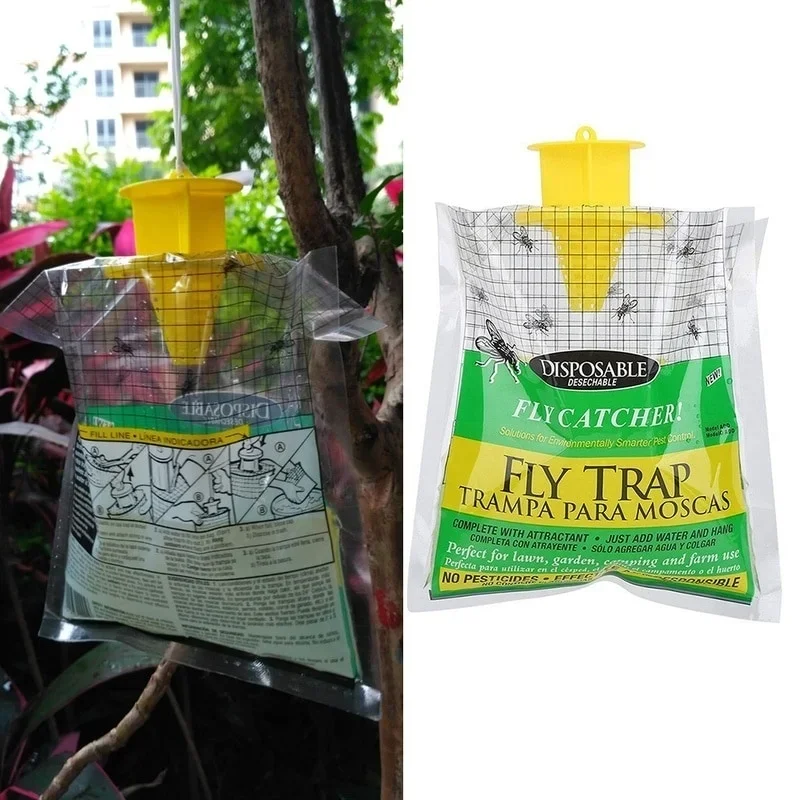 Fly Trap Device with Traps Fly Control Pest Control Fly Disposable Outdoor Kill Fly Catcher with Insecticide Attractant Insect