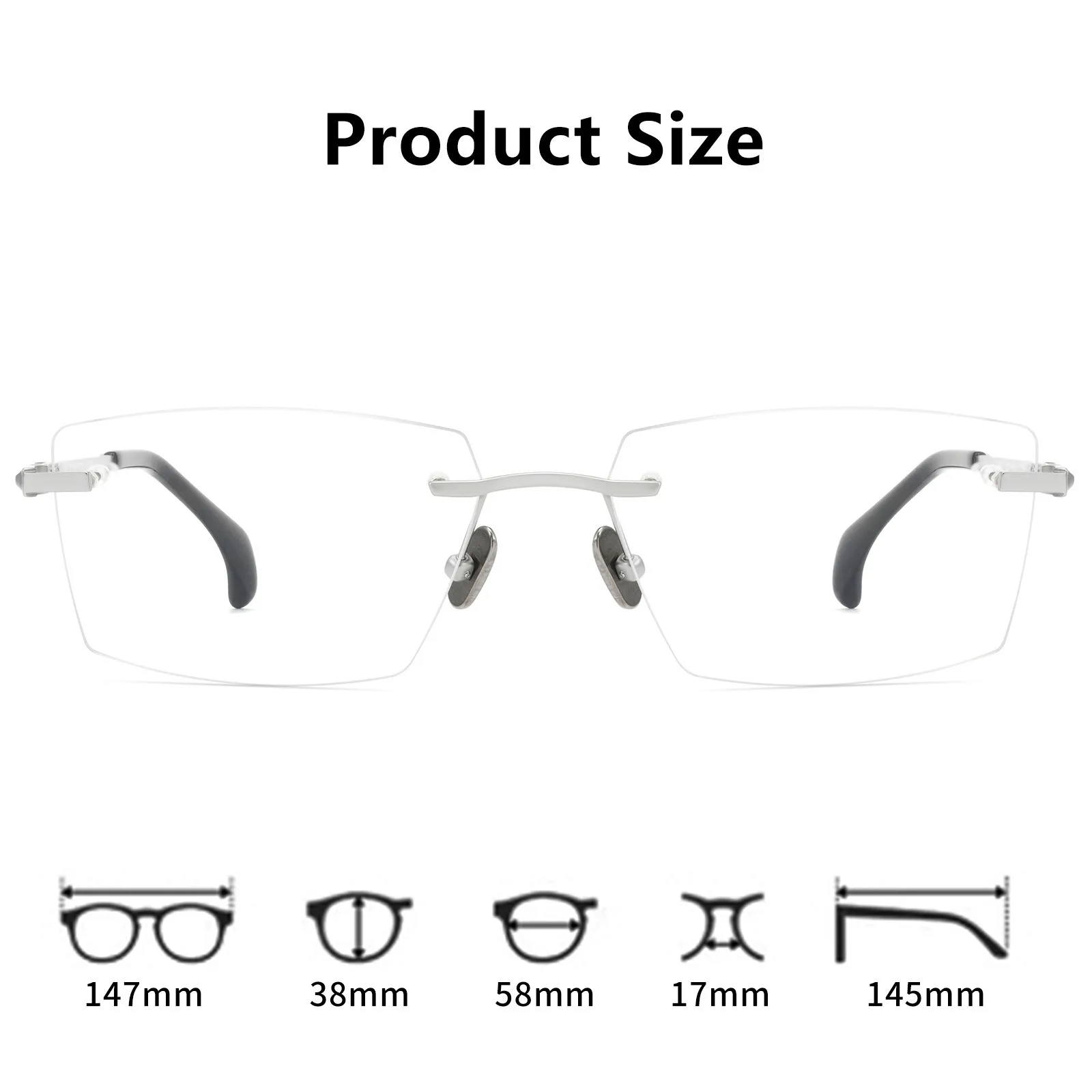 Pure titanium frameless men's business prescription eyeglass frame, myopia glasses can be customized for astigmatism