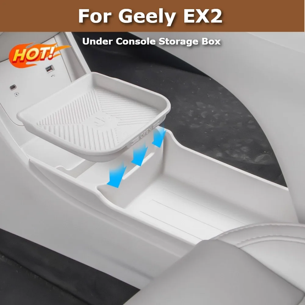 For Geely EX2 Proton e.MAS 5 Xingyuan 2025 2026 Central Control Lower Storage Box Armrest Organizer Tray Interior Accessories