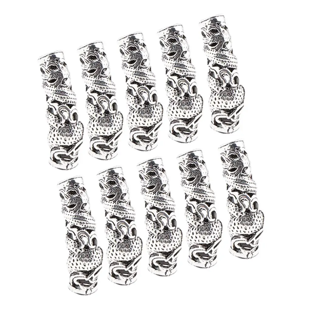 10 Stück Haarschlauchperlen Dreadlocks Perlen Haarflechten Schmuck Haardekoration Zubehör, DIY Tibetisch, 2 Stile