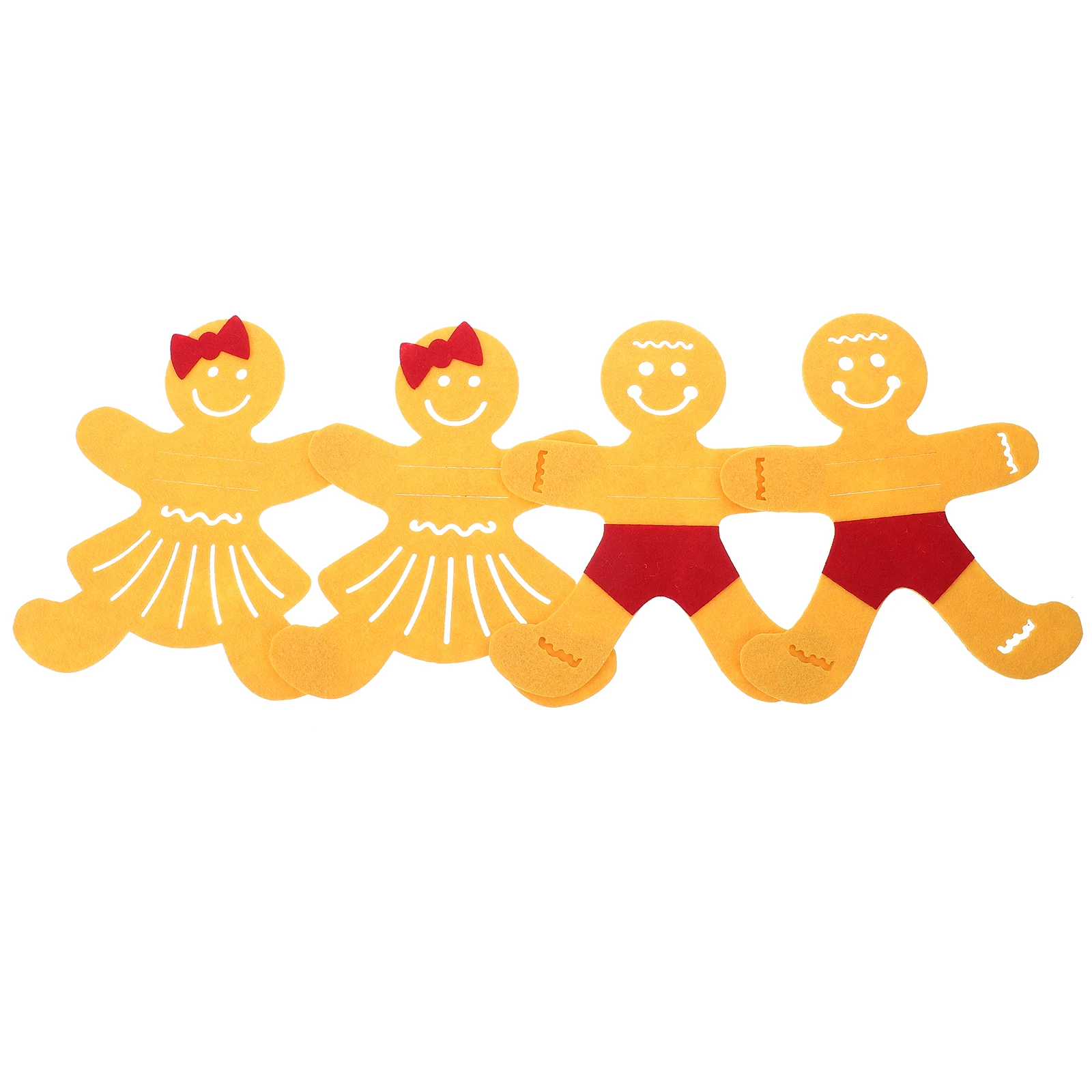 

4 Pcs Gingerbread Man Cutlery Bag Set Christmas Decor Fork Knife Spoon Holder Tableware Cloth Banquet Party Favor