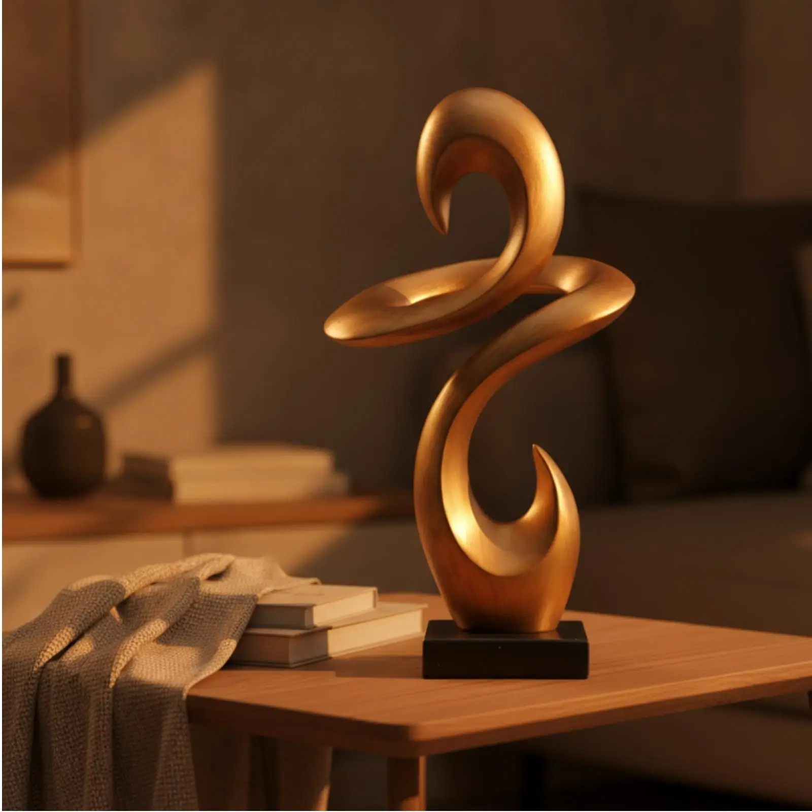 Abstract Resin Art Sculpture Double Hook Spiral Statuette Statues and Figurines for Home Decor Shelf Console Desk