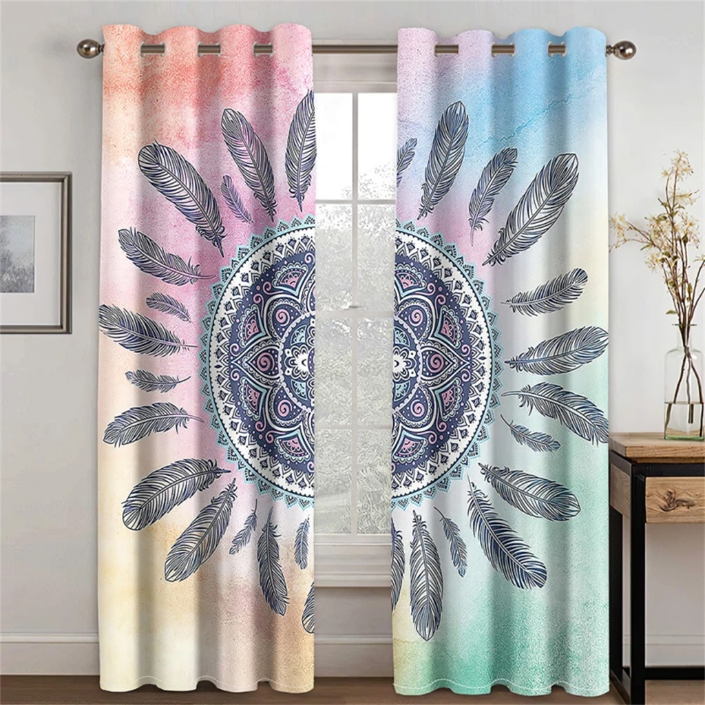 3D Vintage Classic Totem Texture Curtains Living Room Bedroom Kitchen Balcony Window Decor Curtains 2 Panels