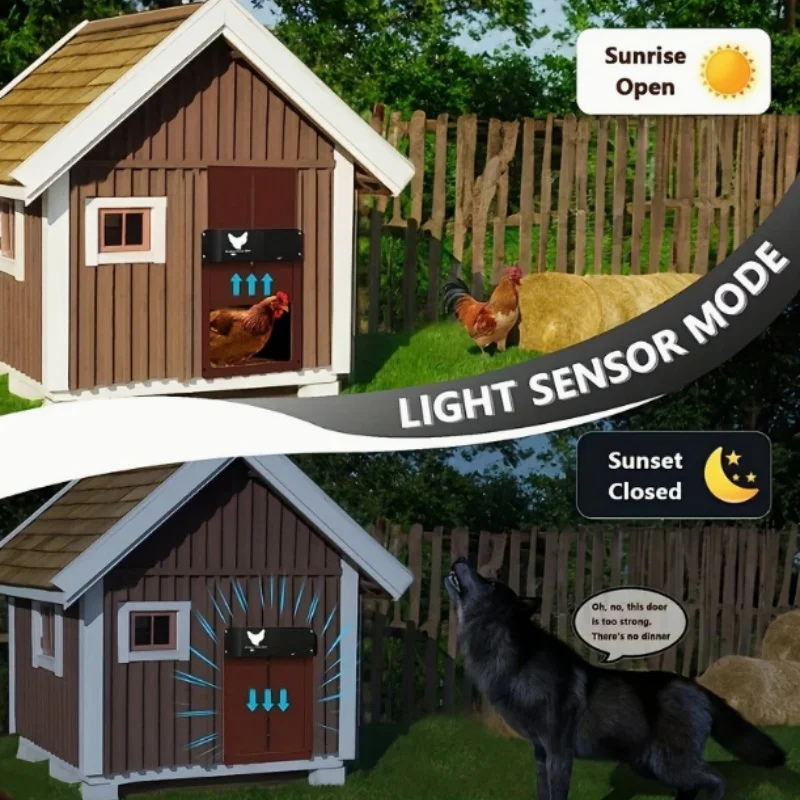 التلقائي حظيرة الدجاج فتحت الباب بطارية تعمل بالطاقة ضوء تحسس التحكم مقاوم للماء الحيوانات الأليفة رفرف الملحقات ترقية ABS بوابة المنزل