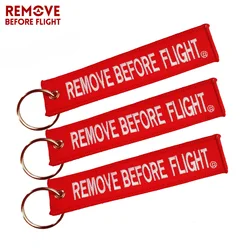 3 PCS Embroidery REMOVE BEFORE FLIGHT Keychain for Aviator Fashion Jewelry Key Chains Red Key Ring Chain Gift Key Tags