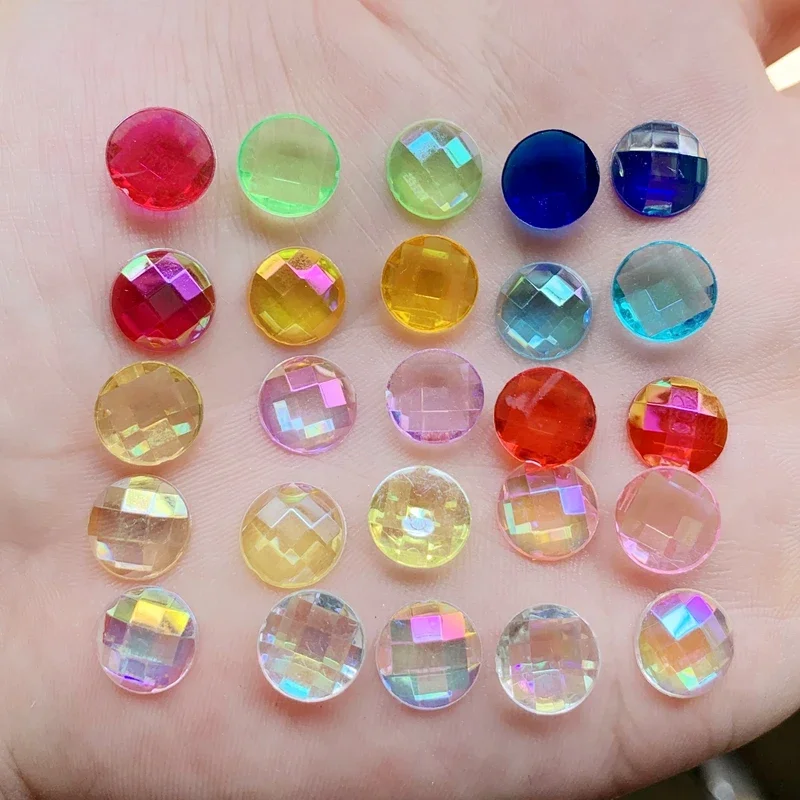 40pcs 10mm Acrylic Rhinestone AB Acrylic Round Facets FlatBack Cabochon DIY Craft/Wedding Decoration -8E27