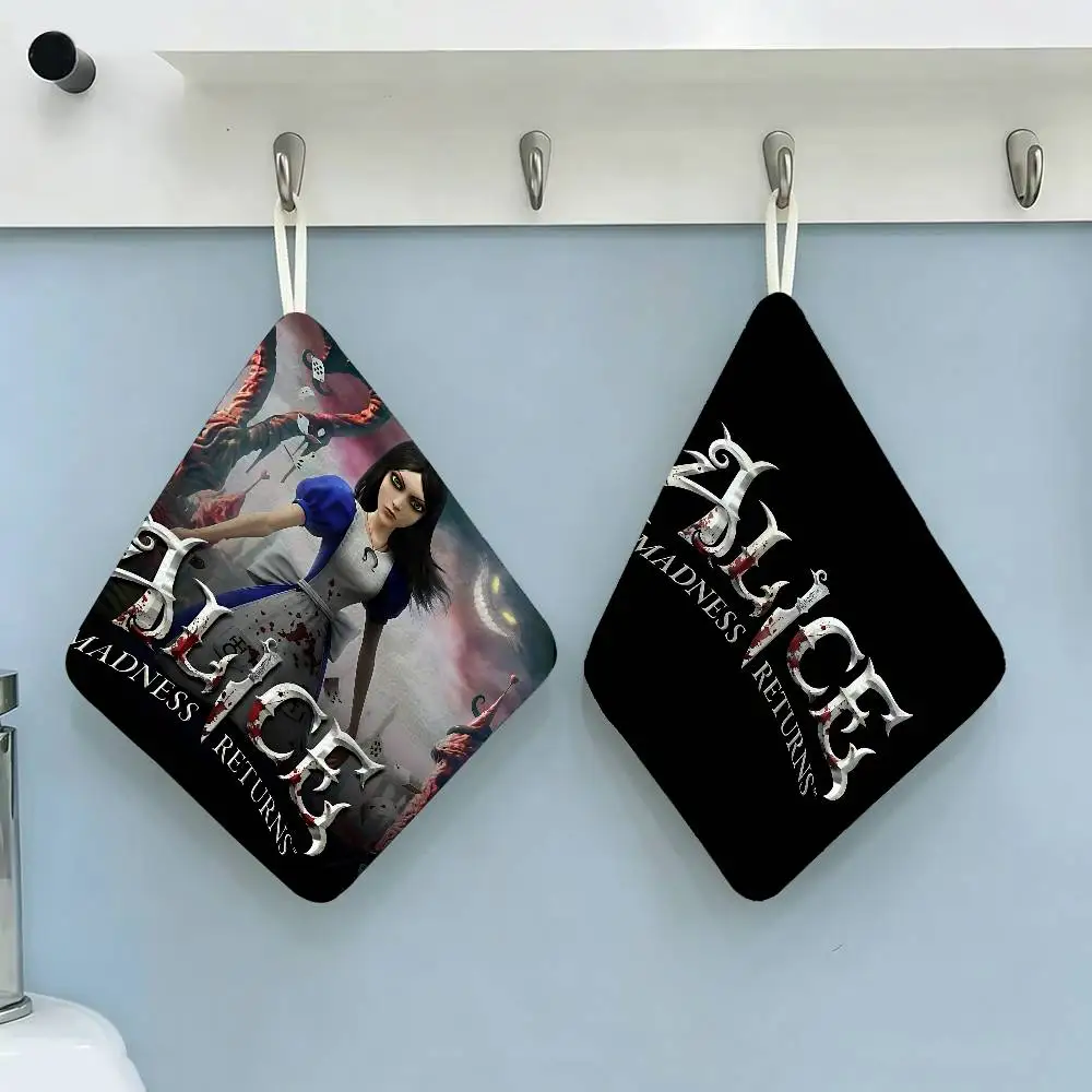 vintage Horror A-Alice Game Hanging Kitchen Towel, Polyester Cotton Material, Multipurpose Hand Wiping Towel for Family