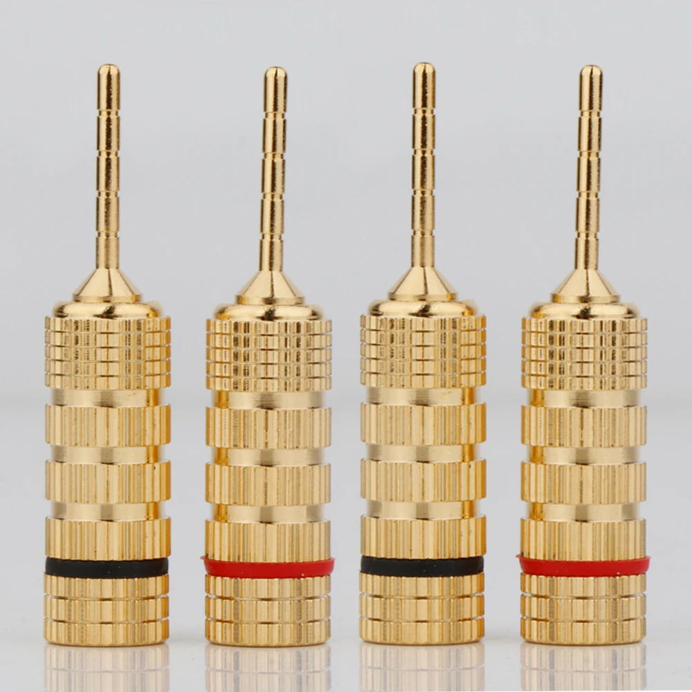 Conector de clavija de Cable de altavoz de 2MM, conector Banana chapado en oro, bloqueo de tornillo para Cable Hifi