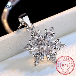 Sparkling Moissanite Snowflake Pendant Necklace For Women 925 Sterling Silver D Color Diamond Gemstone Necklace Fine Jewelry