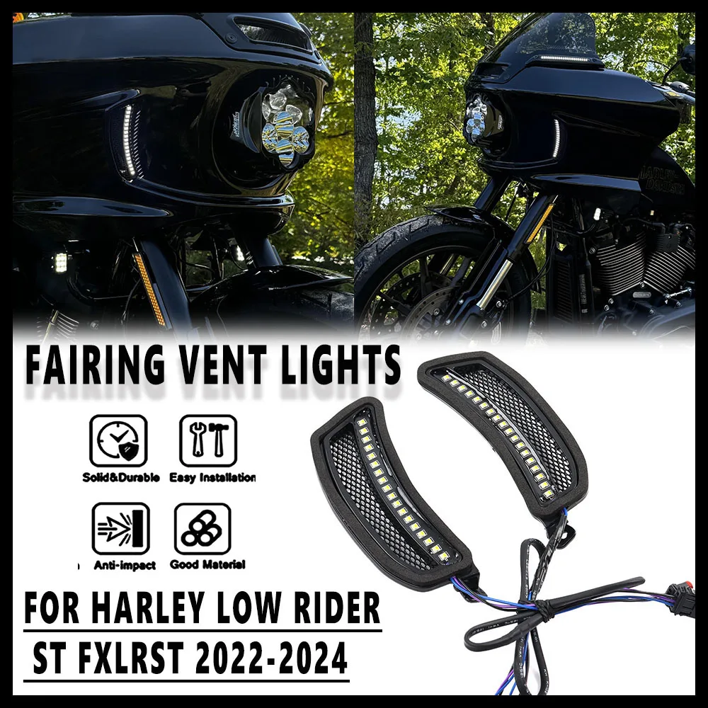 

Brand NEW Motorcycle LED FAIRING VENT LIGHTS Black For Harley Softail Low Rider ST FXLRST Low Rider El Diablo FXRST 2022-2024