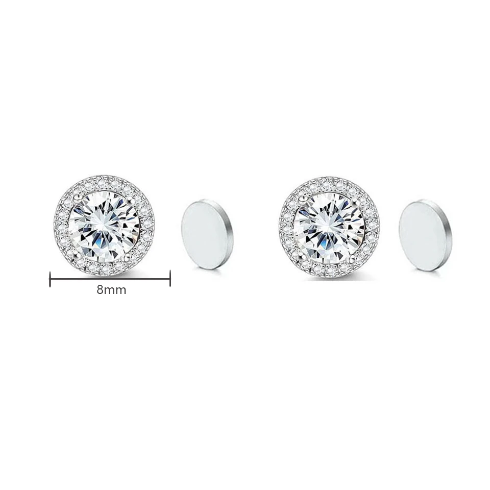 ZAKOL New 1 Pair Buling Cubic Zirconia Stainless Steel Magnetic Ear Clip Simple Fashion No Piercing Stud Earrings for Women Men view 6