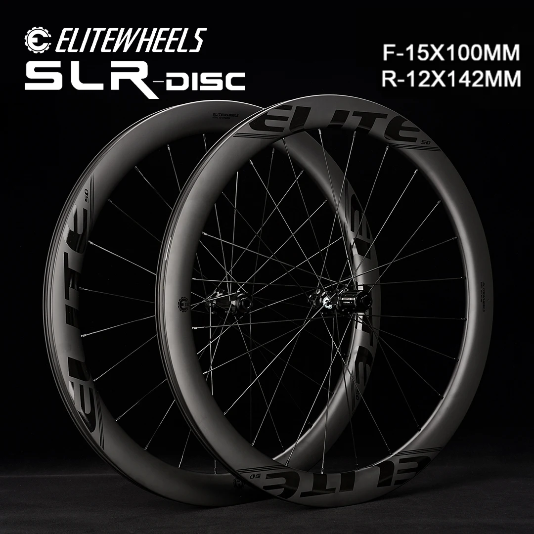 ELITEWHEELS SLR Disc Brake 15x100mm 12x142mm Cyclocross Carbon Road Bike Wheelset RD13 Ratchet System 36T Clincher Tubeless 700c