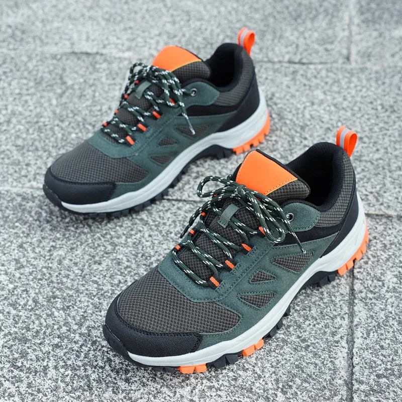 

New High Quality Men Hiking Shoes Durable Leather Climbing Shoes Outdoor Walking Sneakers Rubber Sole Factory Outlet