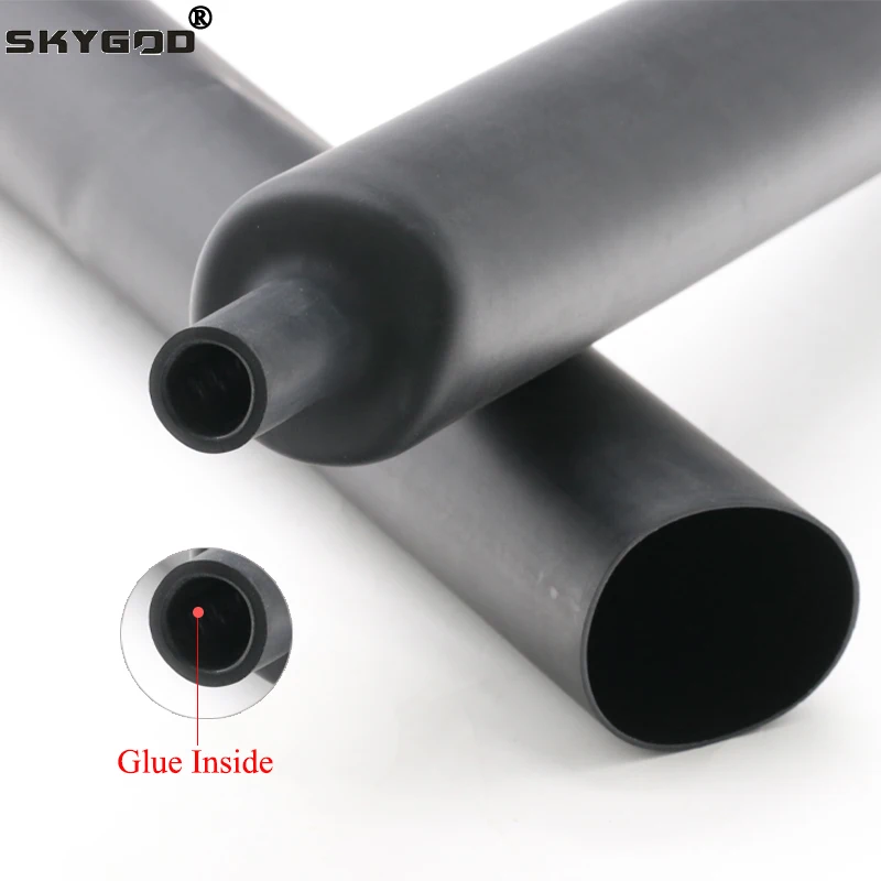 

4:1 Heat Shrink Tube Dual Wall Tubing Black Diameter 4 6 8 12 16 20 24 40 52 72mm Adhesive Lined Wrap With Glue Wire Protector