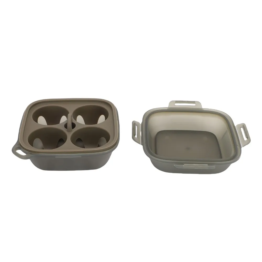 PP Silicone Egg Storage Box 4 Grid Olive Green Egg Container Case Crush Resistant Tight Fitting Lid Egg Holder Container