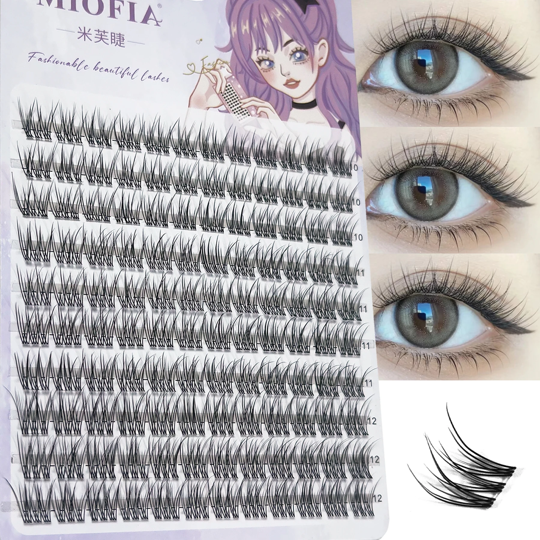 1 Box/120 Bunches Eyelash Clusters Natural Fish Tail False Eyelashes 3D Russian Volume Eyelash Bunches DIY Eyelash Extension