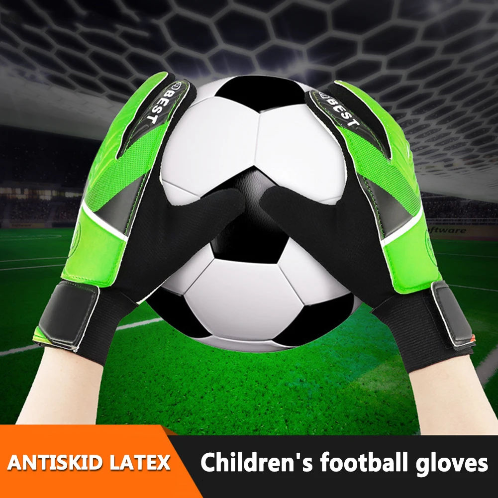 Guantes de portero antideslizantes para niños, guantes de fútbol de PU, protección de dedos, portería, guantes de portero de látex engrosados para