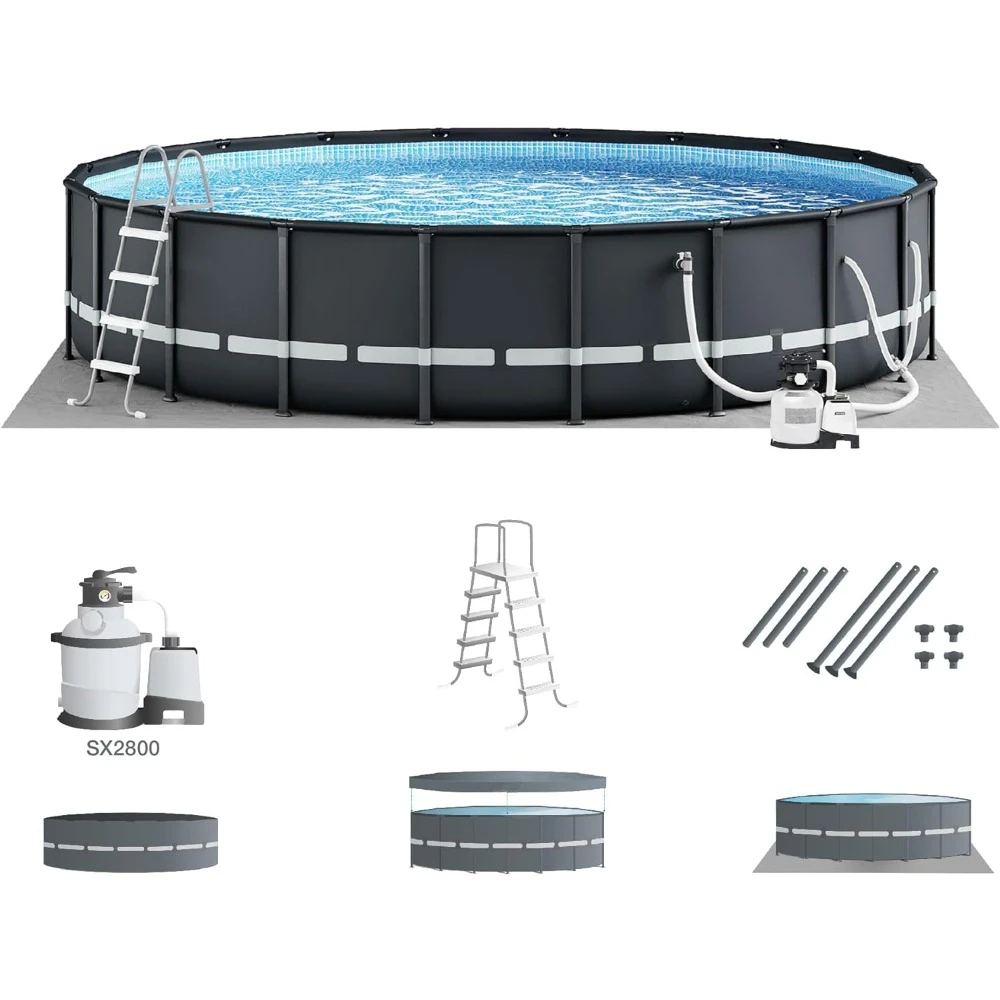 

Deluxe Above Ground Swimming Pool Set: 18ft X 52in – Includes 2100 GPH Cartridge Sand Filter Pump SuperTough Puncture Resistant