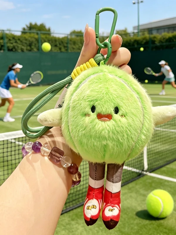 Creative Tennis Doll Plush Keychain Cute Cartoon Backpack Pendant Couple Gift Comfortable Hand Feel Soft Plush Material