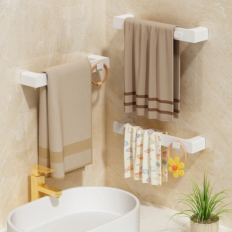 Worthbuy Portasciugamani Da Bagno Senza Foratura Mensole Da Bagno In Plastica Multifunzionali Portasciugamani In Plastica Autoadesiva-image