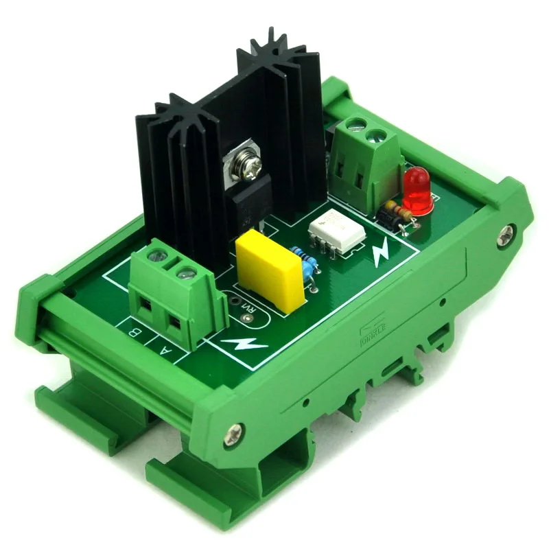 ELECTRONICS-SALON DIN Rail Mount 1 Channel 6 Amp SSR Module Board, in 4~32VDC, out 100~240VAC.