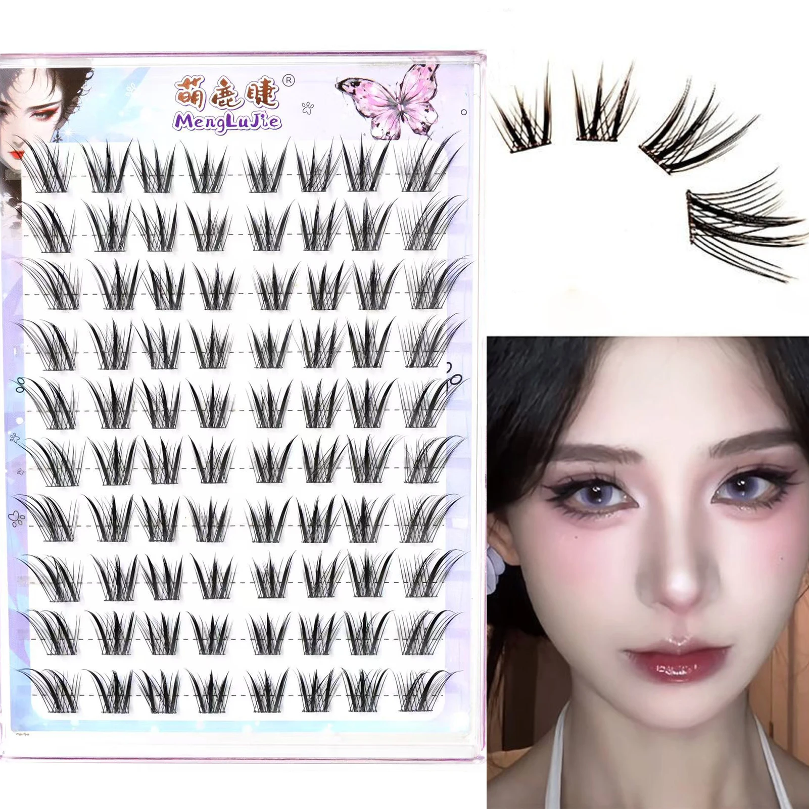 DIY Self-Adhesive Cluster Lashes Glue-Free False Lashes Korean Manga Style Sectioned Eyelashes Natural Soft Eyelash Extension