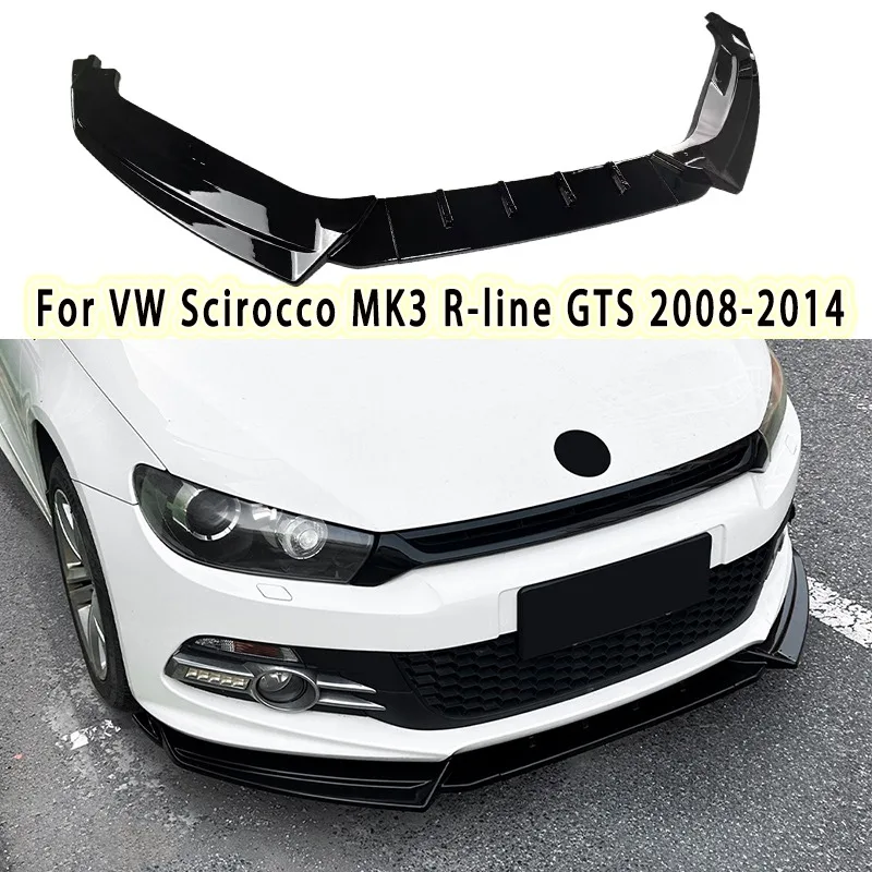 

Front Bumper Lip Spoiler For Volkswagen Scirocco MK3 R-line GTS 2008-2014 Splitter Diffuser Shiny Black Car Extra Bodykit Tuning