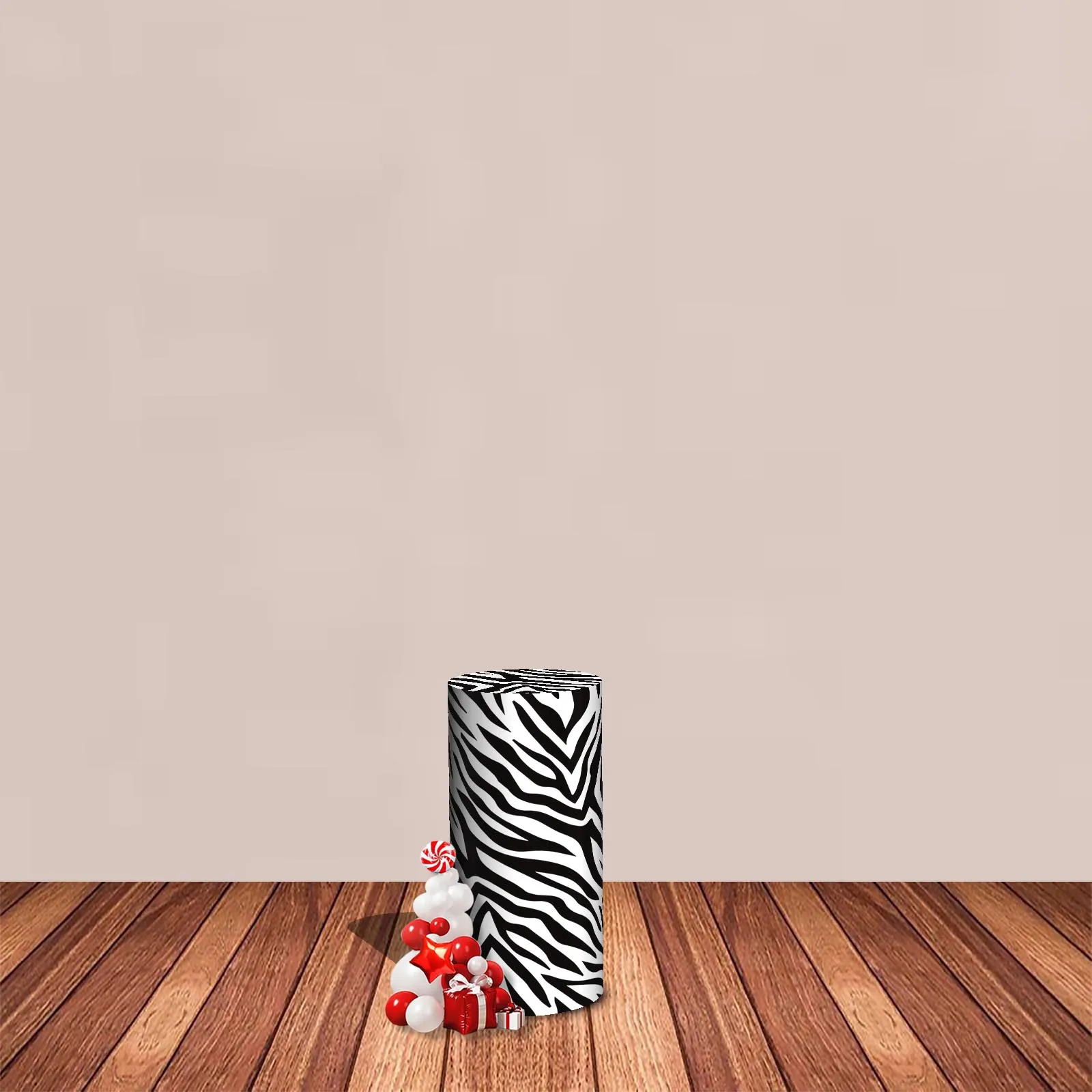 Safari Cylinder Backdrop Cover Jungle Leopard Giraffe Zebra Cow Texture Baby Shower Birthday Party Decor Pedestal Column Cover