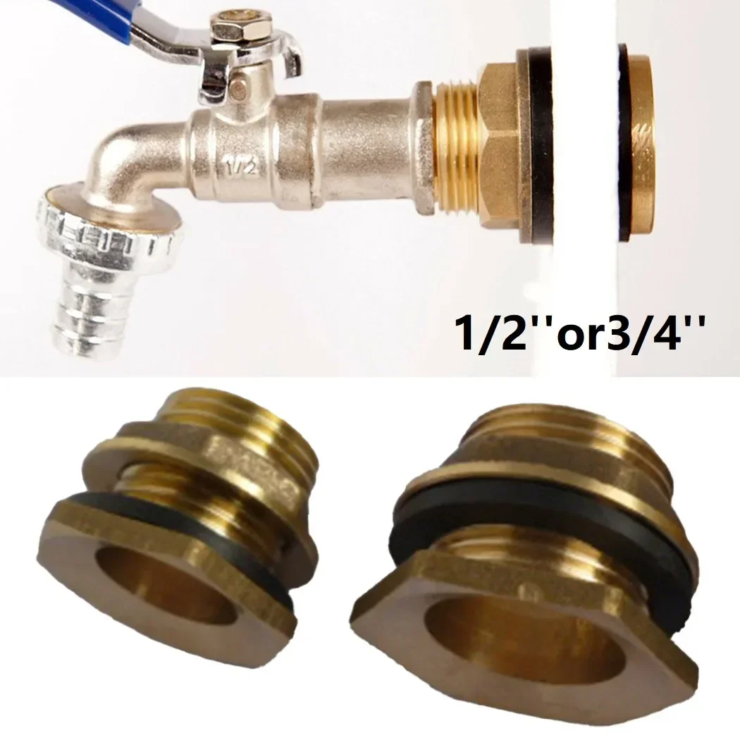 2PCS 1/2inch 3/4inch Brass Water Tank Connector Rain Screw Connection Garden Irrigation Threaded Tap Connector