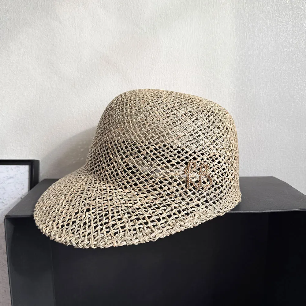 

New Trend Handmade Natural Salted Grass Hat For Women Summer Hollowed Out Fashion Casquette Visiere Sun Visor Equestrian Hat