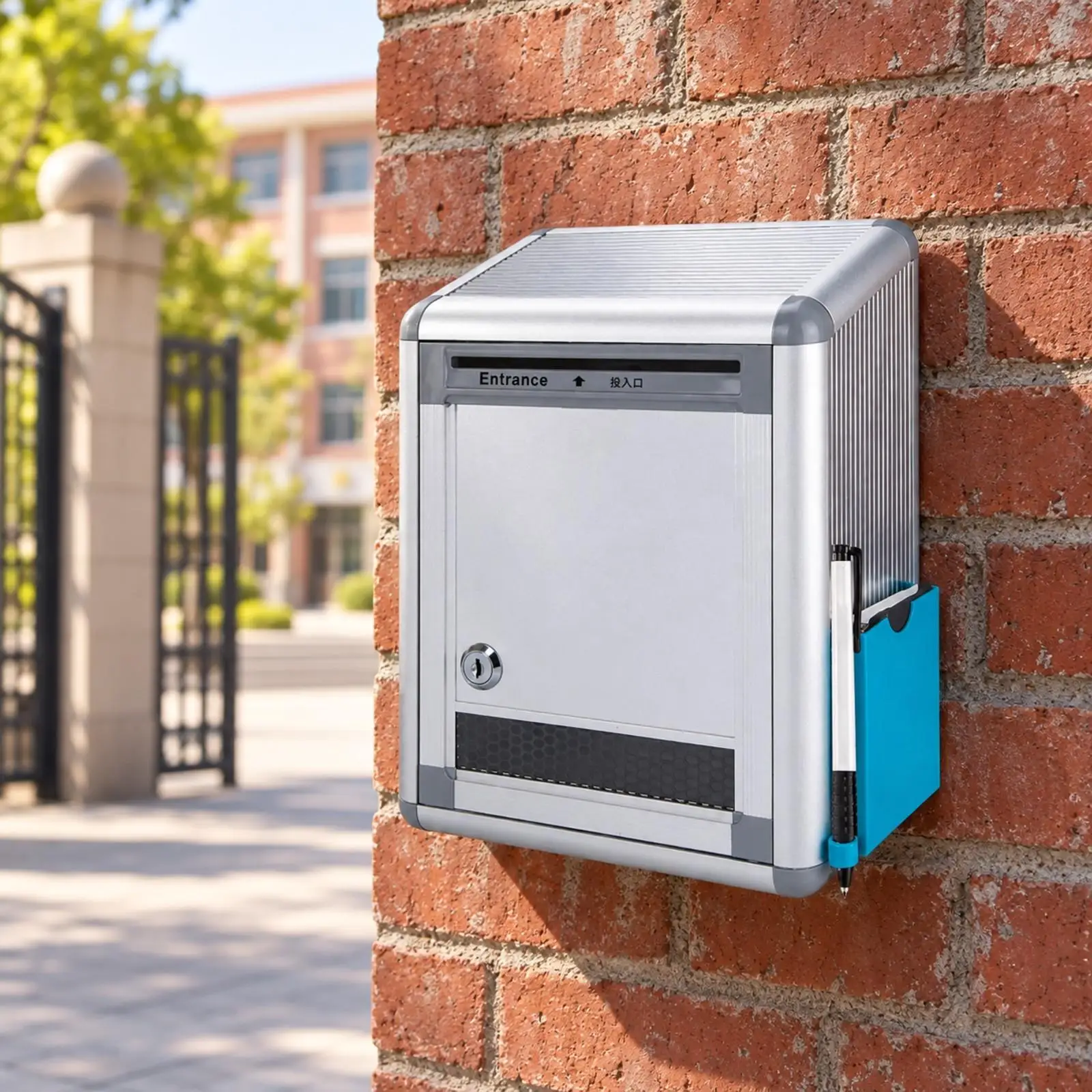 Aluminum Alloy Wall Box with Lockable Front Door and Tray for Organizing Mail Suggestion Forms Donations Secure