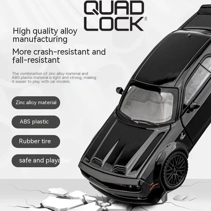 Dodge Challenger Hellcat Toy Car for 1: 32 Scale Die Cast Metel Cars Toy Pull Back Hellcat Model Cars with Sound and Light Hellc