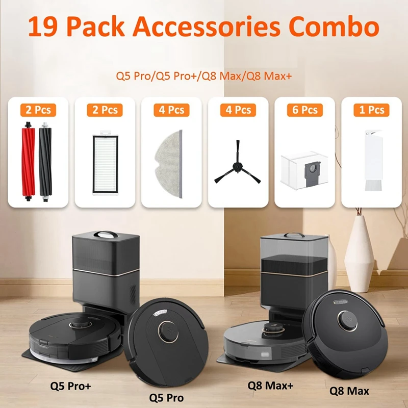 Roborock-Robô Aspirador Acessórios Kits, Escova Principal, Filtros, Escovas Laterais, Roborock Q5 Pro Plus, Q8 Max
