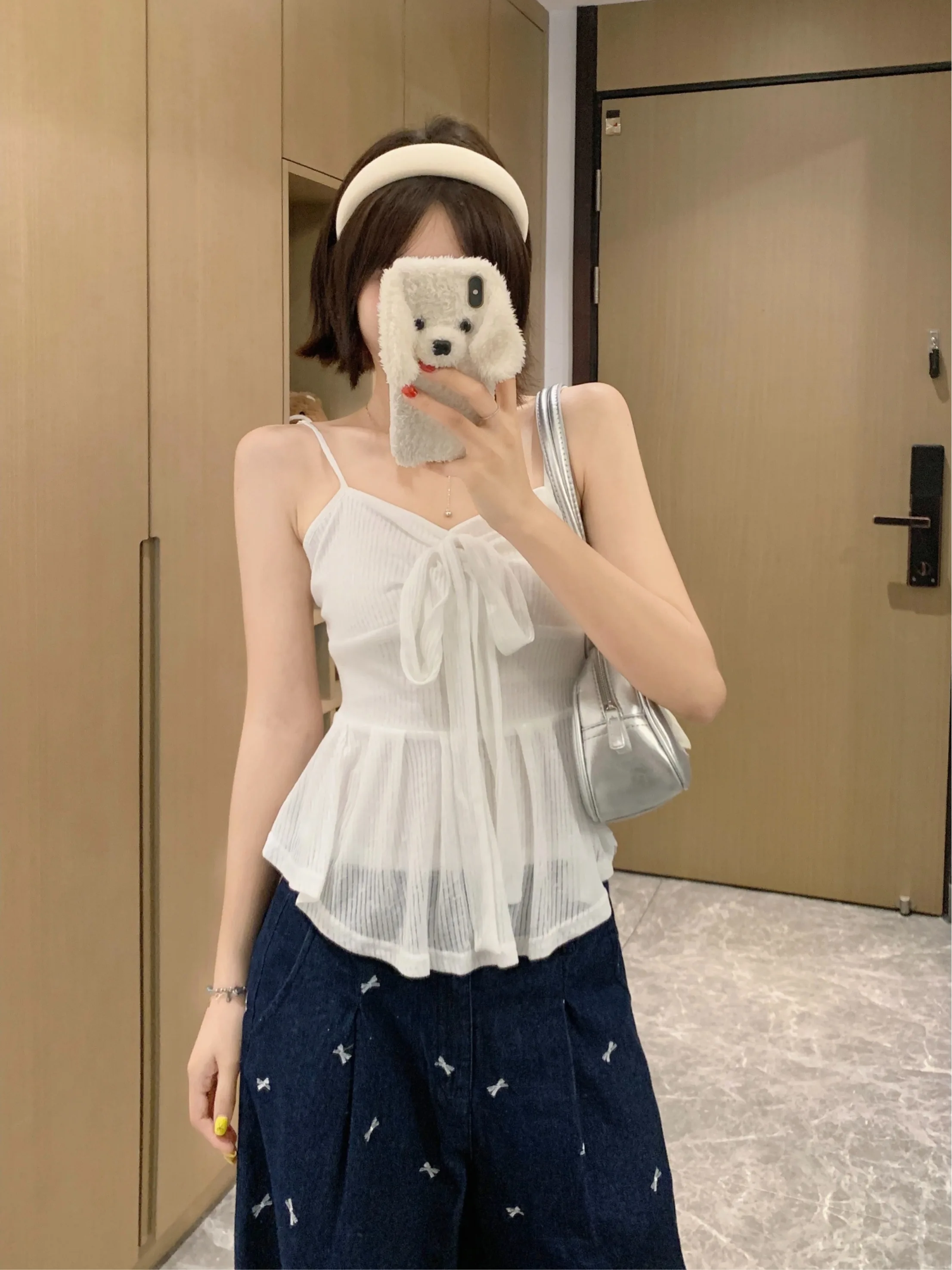 

plus Size Sweet And Spicy Girl Strap Vest Summer New Style V-neck Waist Slimming Irregular Short Top Women's Korean Style Str...